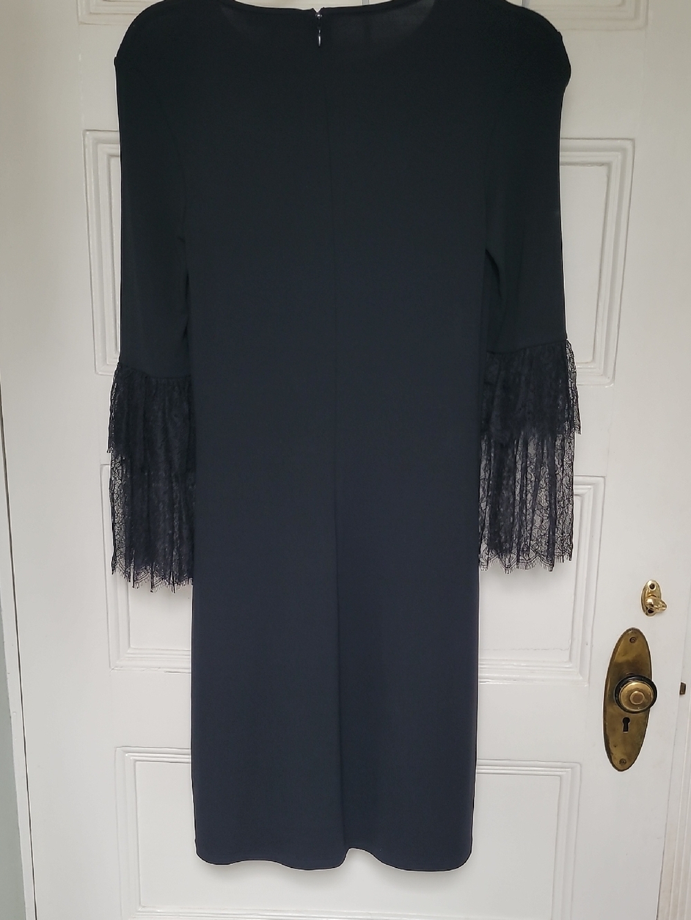 Michael Kors Collection Black Lace Sleeve Shift Dress Size 2 XS Elegant Classic - Picture 6 of 9